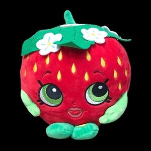 Shopkins Strawberry Plush Coin Bank Anthropomophic Fruit Whimsical Kitsch Fun